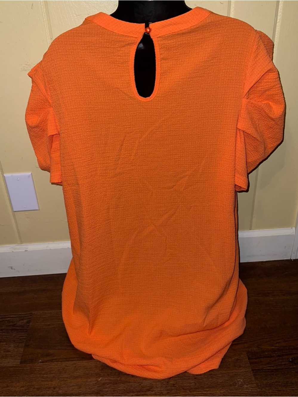 SHEIN Orange Textured Puff Sleeve Relax Fit Casual Shift Dress Size XL - Picture 4 of 7